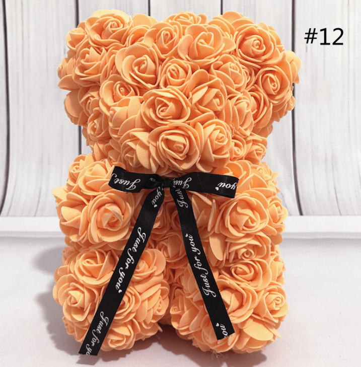 25cm Red Teddy Bear Rose Flower Artificial Christmas Gifts for Women Valentine's Day Gift Plush Bear